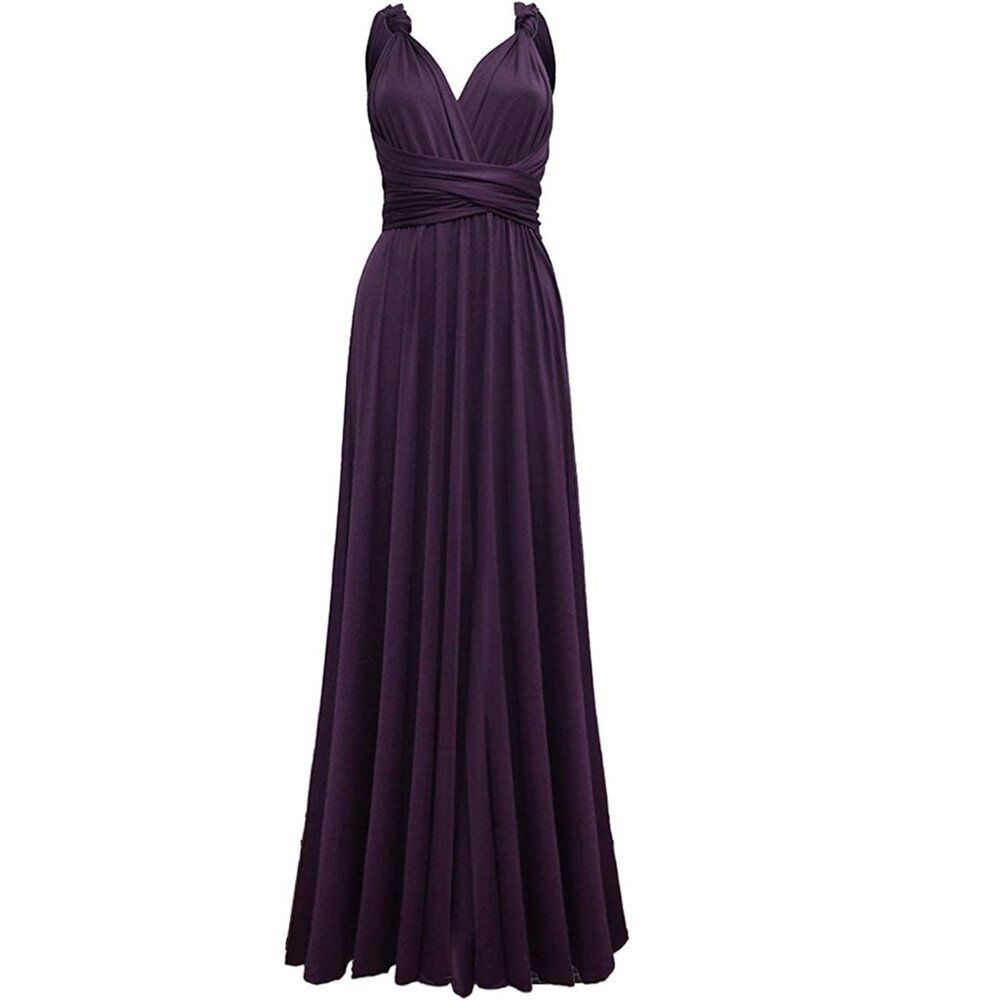 Multi-Wear Bridesmaid Wrap Dress Elastic Waist Versatile Convertible Maxi Gown S - Picture 5 of 8